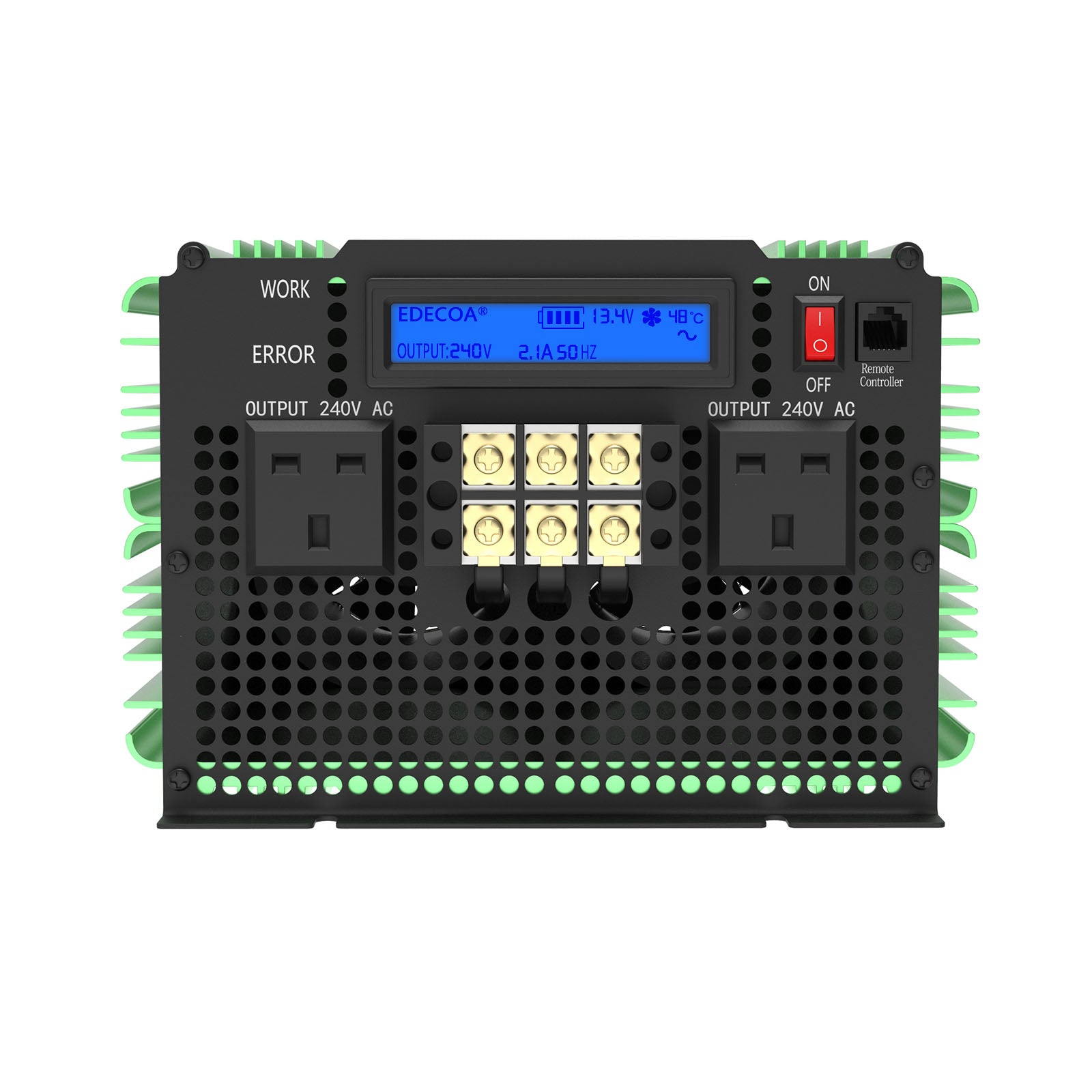 EDECOA 3500 W DC 12 V à AC 240 V onduleur à onde sinusoïdale pure prise britannique