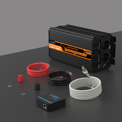 EDECOA 1500W DC 12V AC 220V 230V Pure Sine Wave Power Inverter Bluetooth-Compatible WiFi-Compatible