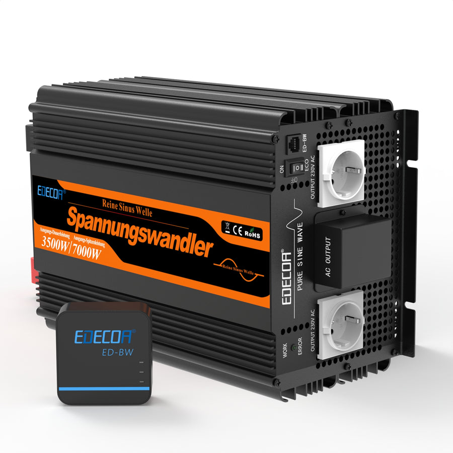 EDECOA 1000 W/2000 W DC 12 V AC 220 V 230 V onduleur à onde sinusoïdale pure