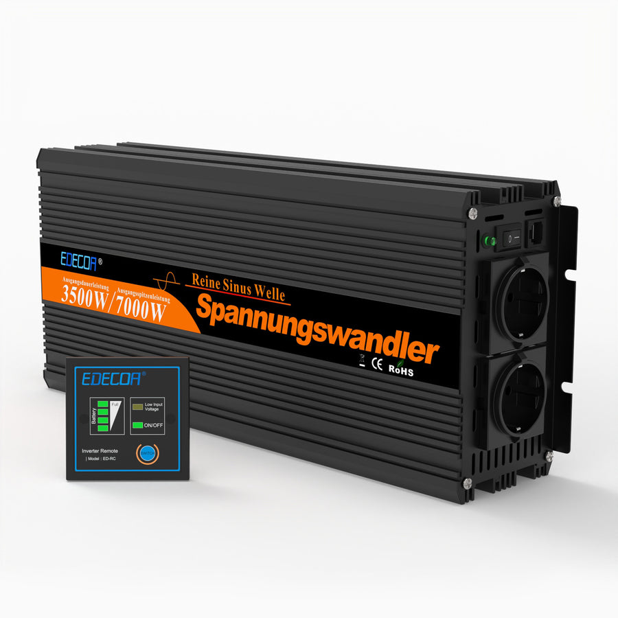 EDECOA 3500 W/7000 W DC 12 V/24 V AC 220 V 230 V onduleur à onde sinusoïdale pure
