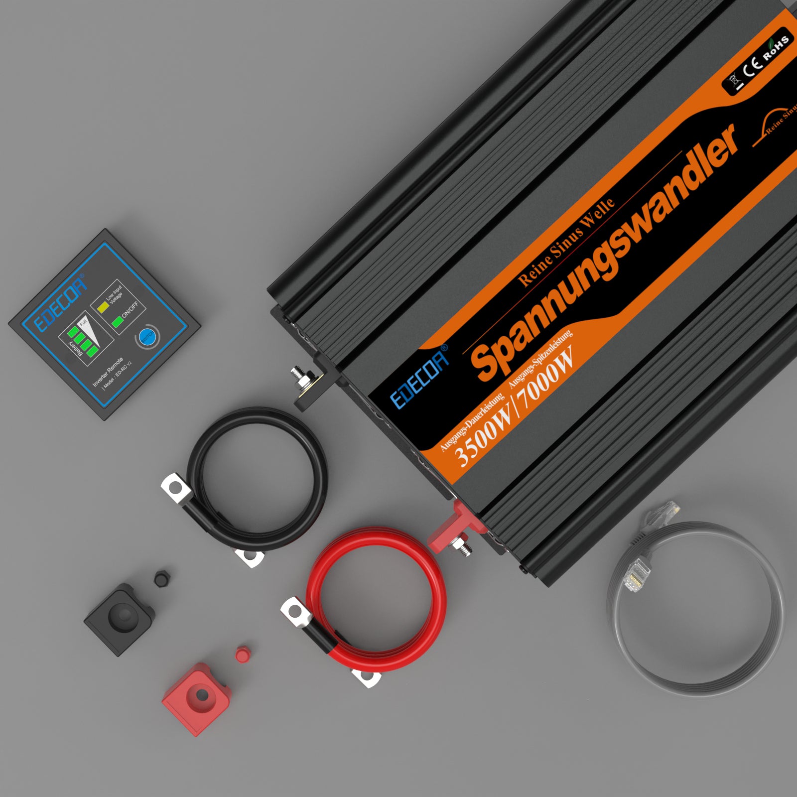 EDECOA 3500W DC 24V to AC 220V 230V pure sine wave power inverter