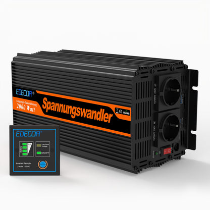 EDECOA 2000W/4000W DC 12V/24V AC 220V 230V modifizierter Sinus-Wechselrichter