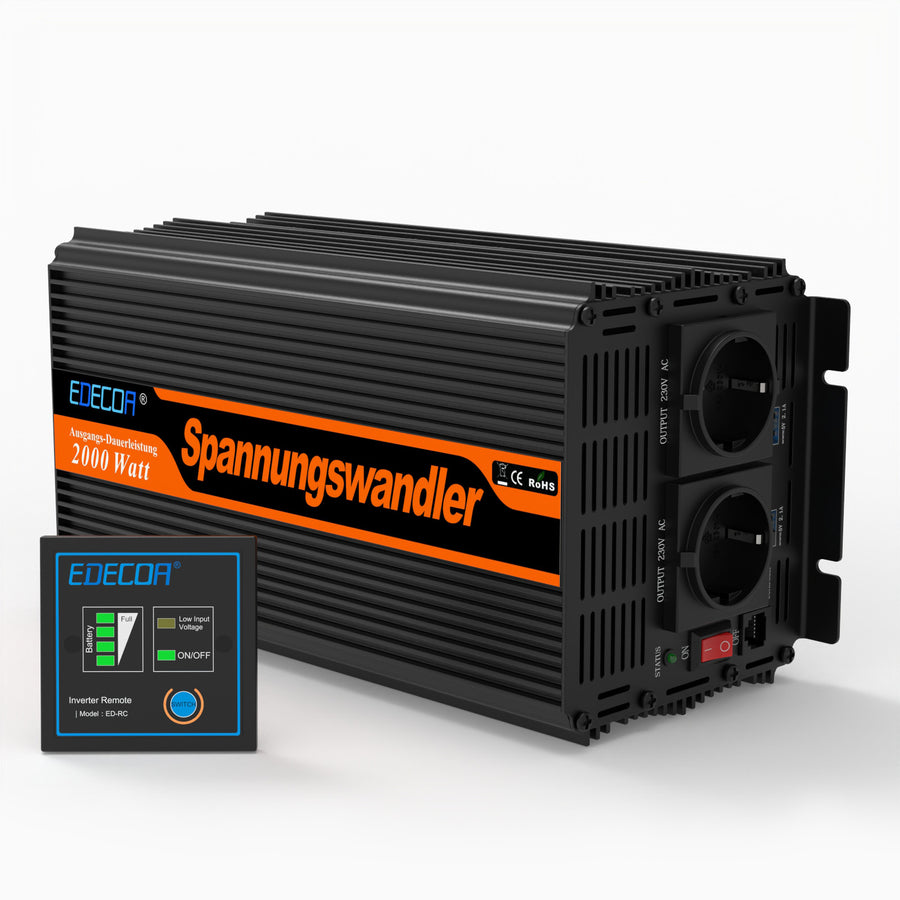 EDECOA 2000 W/4000 W DC 12 V/24 V AC 220 V 230 V onduleur à onde sinusoïdale modifiée