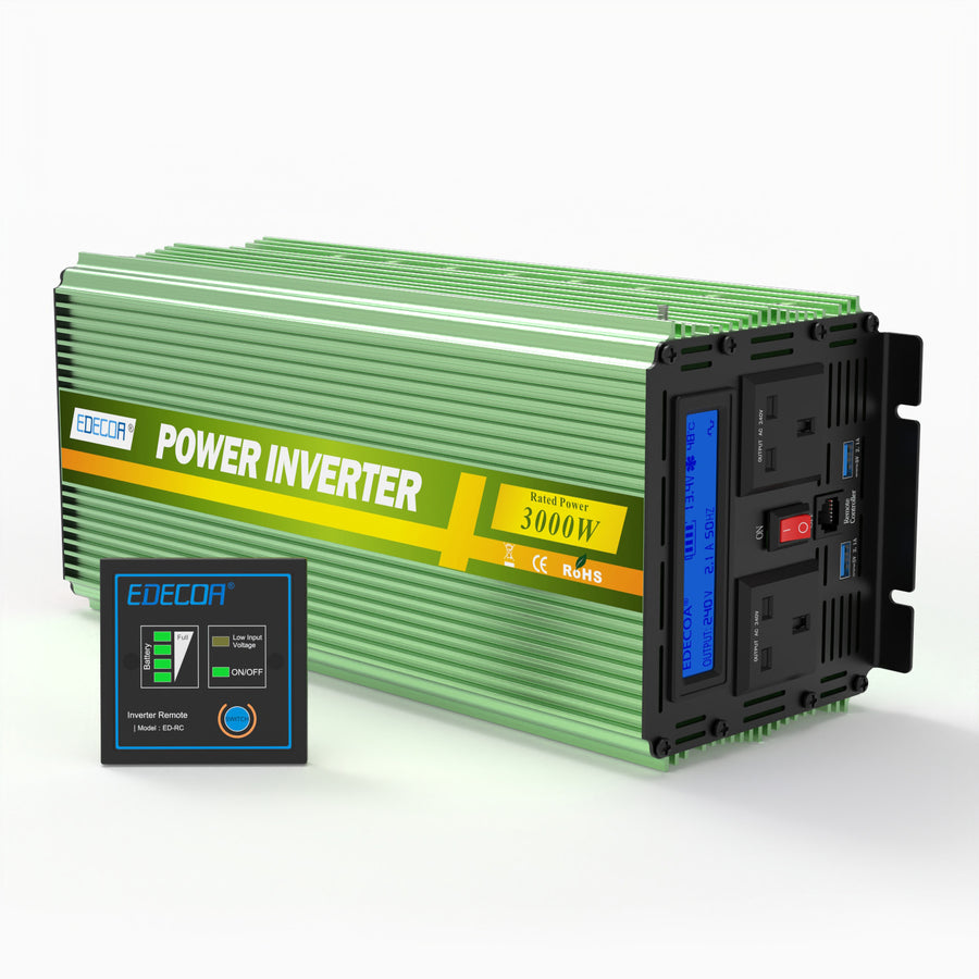EDECOA 3000 W/6000 W DC 12 V/24 V AC 240 V onduleur à onde sinusoïdale modifiée