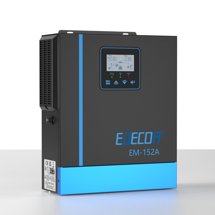 EDECOA Hybrid Solar Inverter 1500W 24V to 220V Pure Sine Wave MPPT 40A PV 30-150VDC