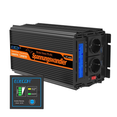 EDECOA®1000W Pure Sine Wave Power Inverter 12V to 230V with LCD SineMate™ 3 Serial