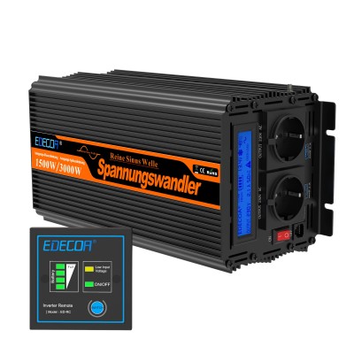 EDECOA® 1500W Power Inverter 12V 230V Pure Sine Wave ED-RC remote SineMate™ 3 Serial