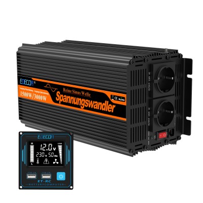 EDECOA®1500W 12V 230V Pure Sine Wave Power Inverter with ET-RC remote SineMate™ 4 Serial