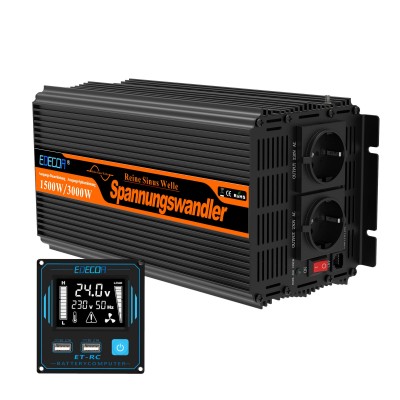 EDECOA®1500W 24V 230V Pure Sine Wave Power Inverter with ET-RC remote SineMate™ 4 Serial